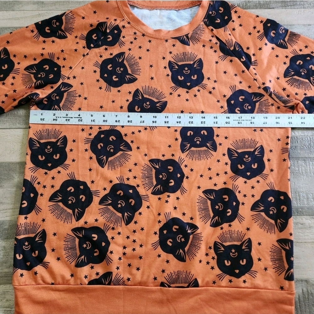 Halloween Pullover Black Cats Magic Black Cats Witchcraft Size Large Soft Cozy - Picture 11 of 16